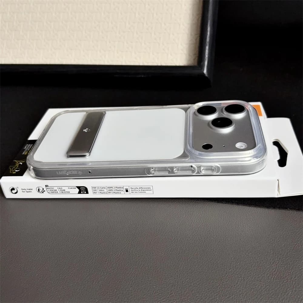 غطاء هاتف Spigen Ultra Hybrid Bracket شفاف لهواتف آيفون 17 برو ماكس و18 و16 و15 و14 و13 و12، حامل صدمات، غطاء خلفي شفاف - 5