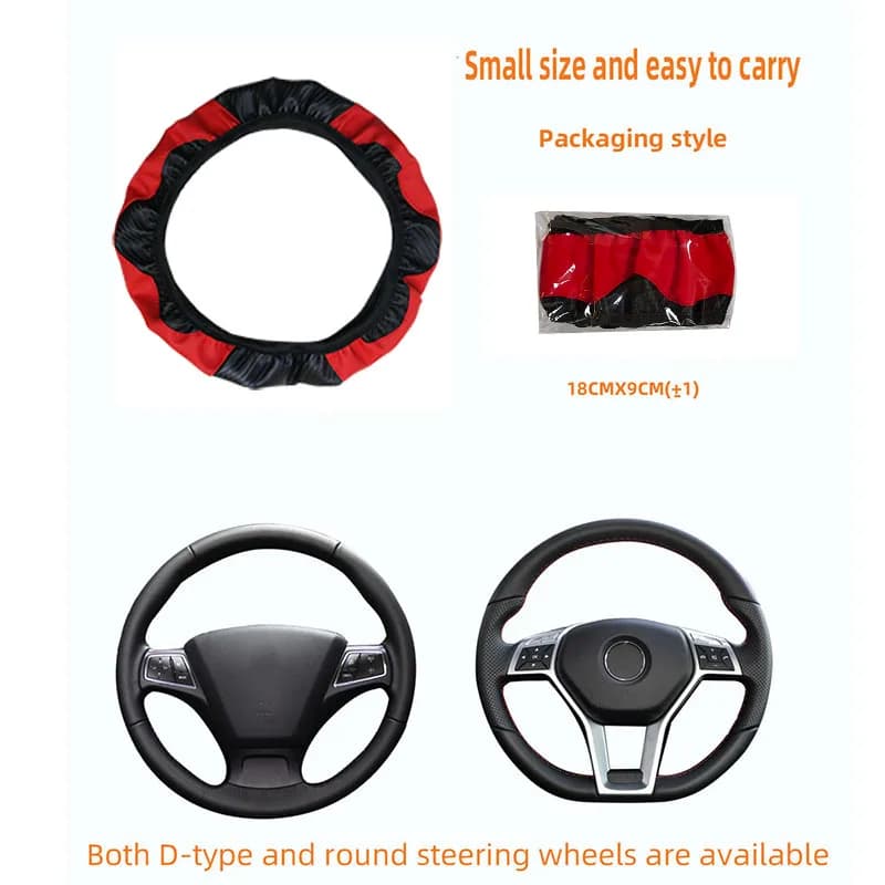 PU carbon fiber leather no inner ring car steering wheel cover is suitable for 14.5 - 15 inch car decoration items. - 2