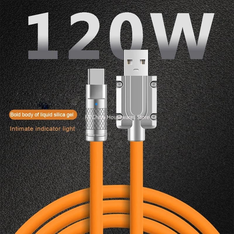 3PCS 120W Super Fast Charge Type-C Liquid Silicone Cable Quick Charge USB C Lines For Xiaomi Huawei Samsung USB Phone Data Wire - 3