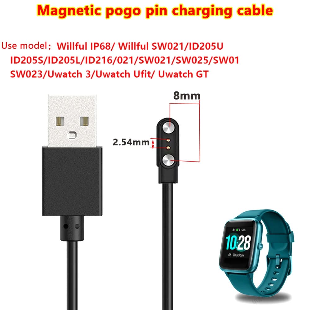 2Pin Pogo Magnet Cable for Kids Smart Watch Charging Cable USB 2.0 Charge Cable for Q750S T88 A20 A20S TD05 V6G Magnetic Charger - 6