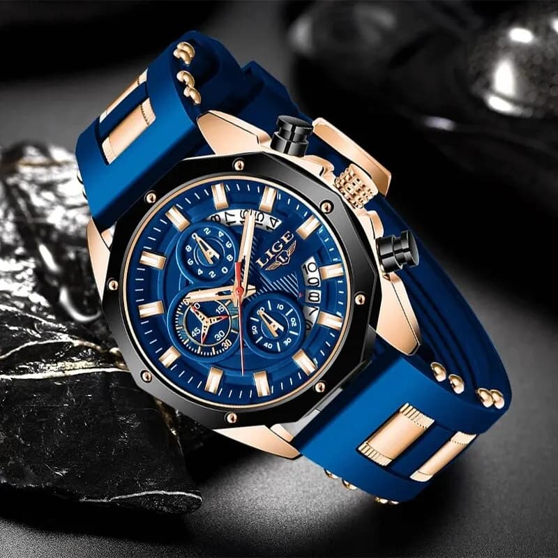 LIGE Fashion Men Watches Top Brand Luxury Silicone Sport Watch Men Quartz Date Clock Waterproof Wristwatch Chronograph Clock Man - 2