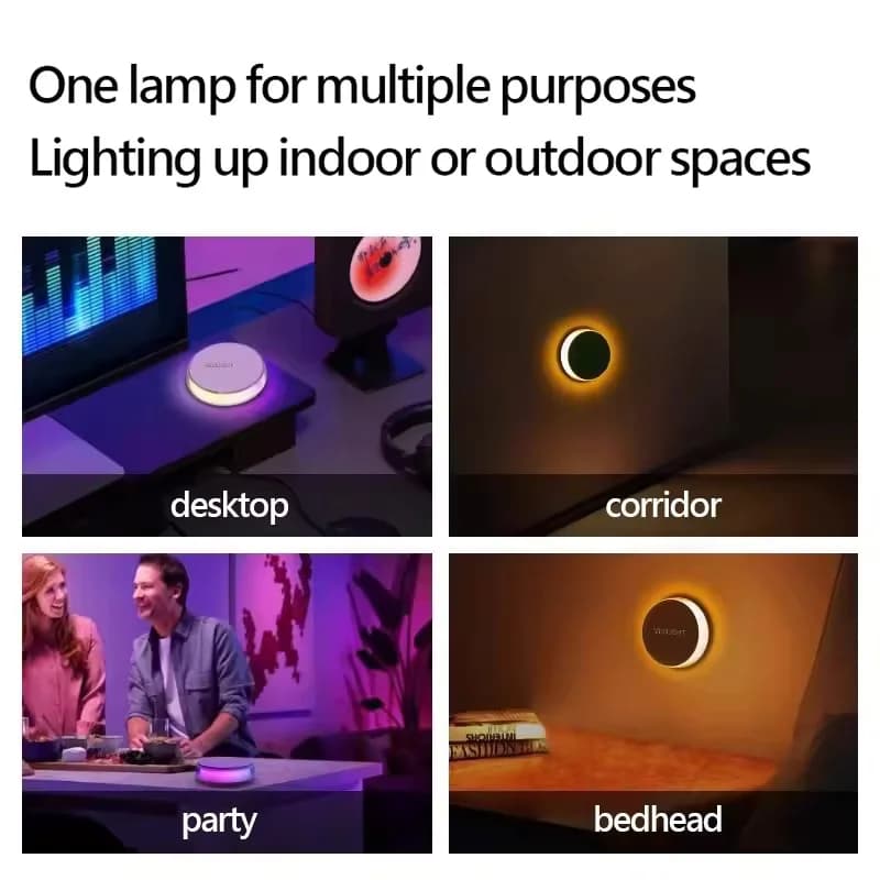 Yeelight Motion Sensing Color Nightlight RGB Human Motion Sensor Magnetic Light Bedroom Sleep Atmosphere Lamp Type-C Charging - 2