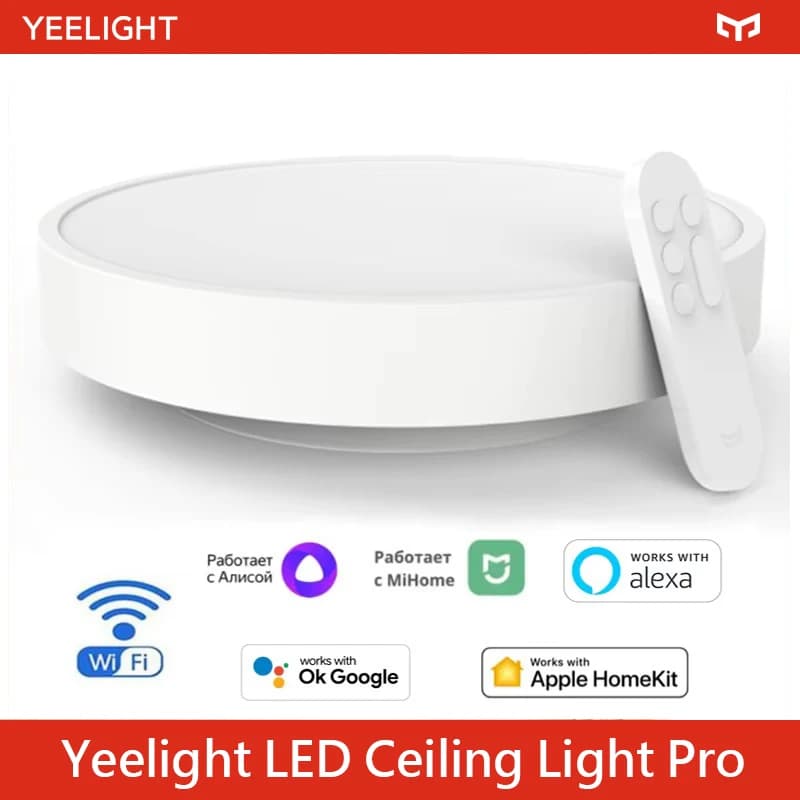الإصدار العالمي Yeelight Smart LED Ceiling Light PRO مع اتصال Wifi ودرجة حرارة لون 2700-6500K وقابلية التعتيم وتحكم صوتي ذكي متوافق مع Apple Homekit