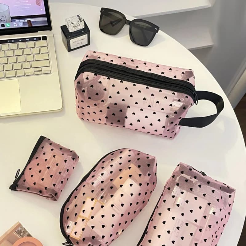 Makeup Bag Outdoor Personalized Transparent Nylon Mesh Cosmetic Bags Pouch Travel Organizer Zipper Beach Makeup Women's Purse - 2