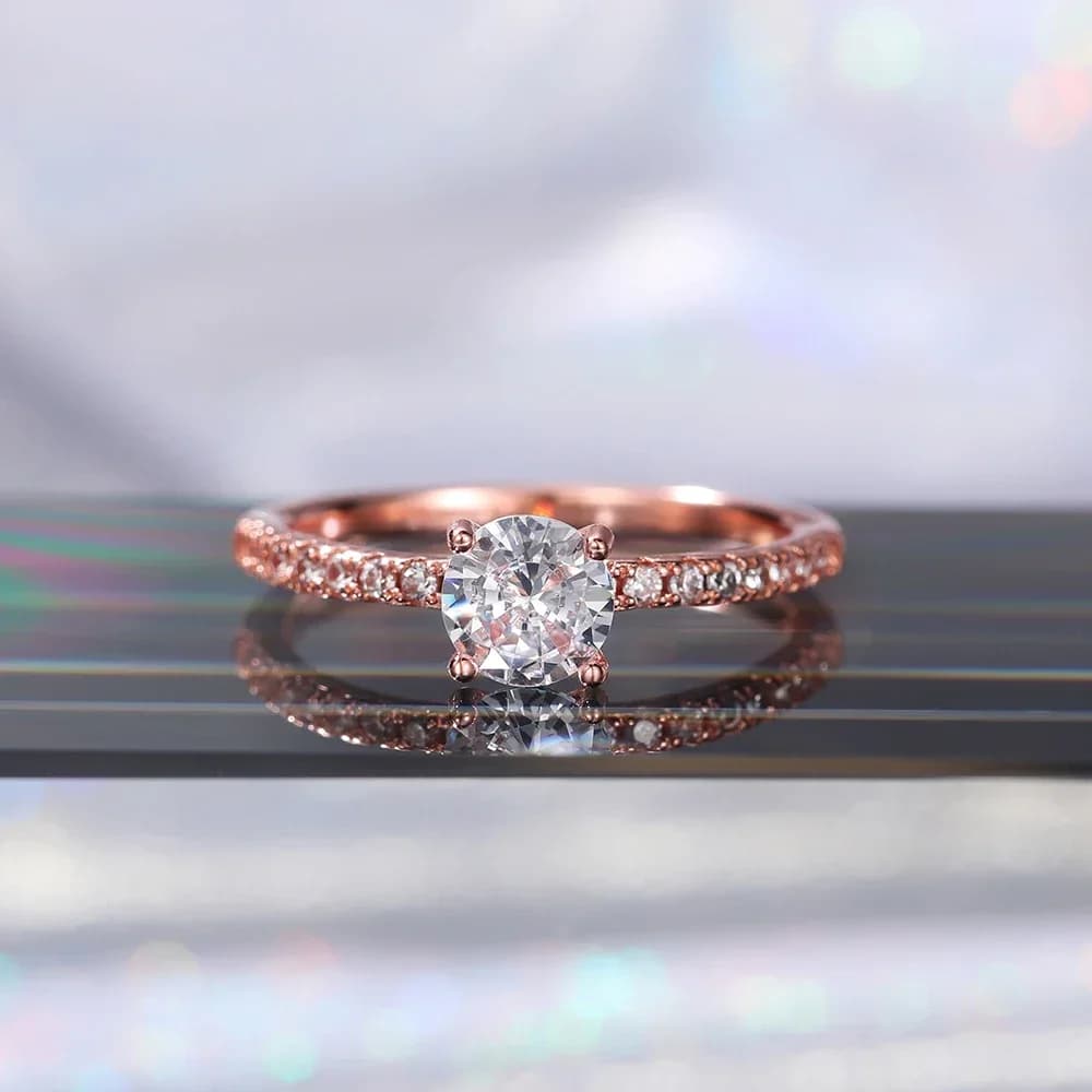 Huitan Wedding Band Eternity Rings Women Brilliant Round Zirconia Luxury Engagement Rings Thin Elegant Female Jewelry Drop Ship - 4