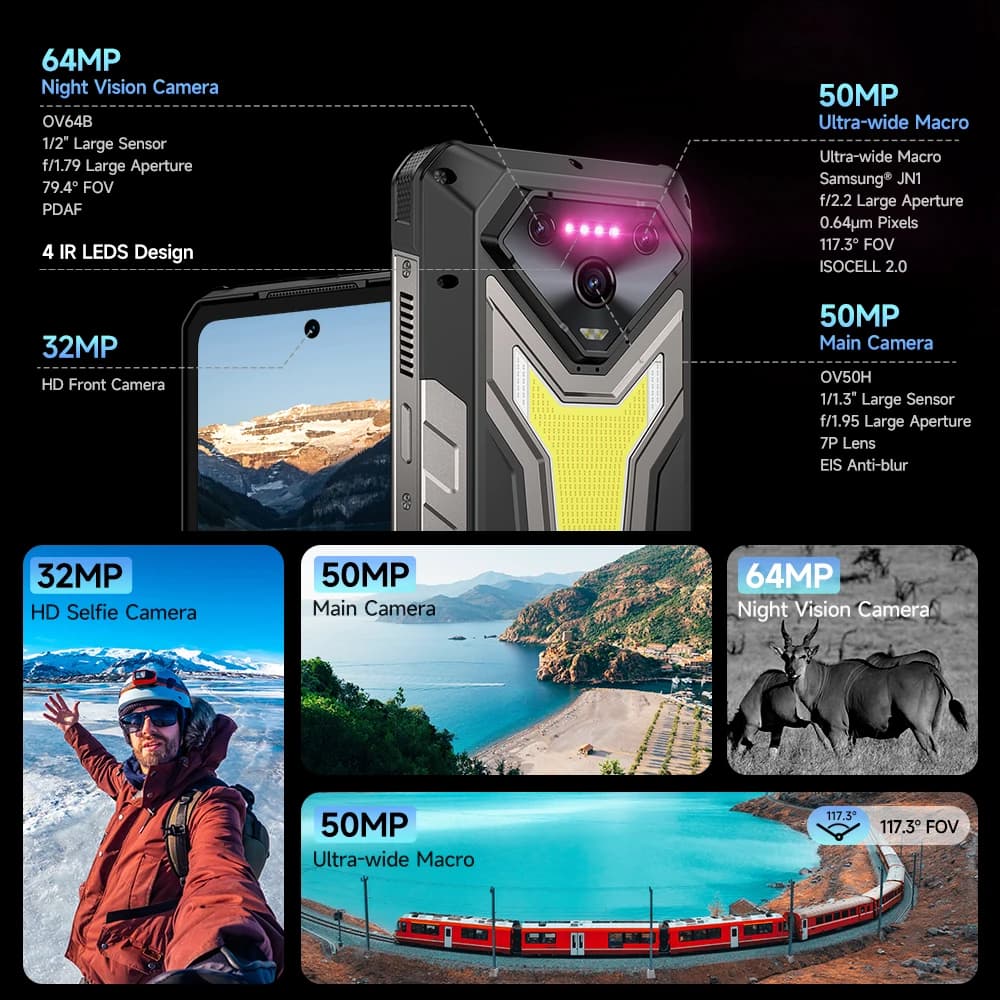 【عرض عالمي】 هاتف Ulefone Armor 34 5G AI متين ببطارية 25500 مللي أمبير وذاكرة تصل إلى 32 جيجابايت + 512 جيجابايت وشاشة 120 هرتز و6.95 بوصة وNFC بنظام أندرويد 15 - 5