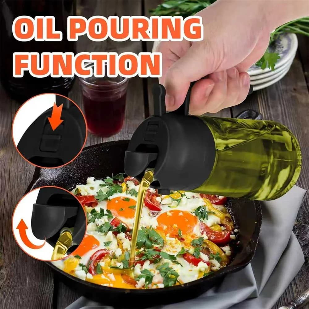 470 ml Oil Sprayer for Cooking,2-in-1 Olive Oil Dispenser and Oil Spray Bottle,Oil Spray with Stickers,Thick Glass Spray Bottle - 5