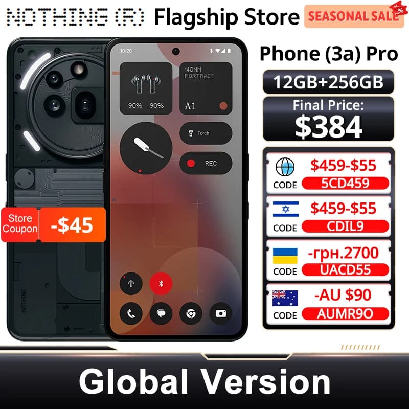 NEW Nothing Phone (3a) Pro 5G Global Version Smartphone Snapdragon 7s Gen 3 NFC 6.77” Flexible AMOLED Diaplay 50W Battery IP64