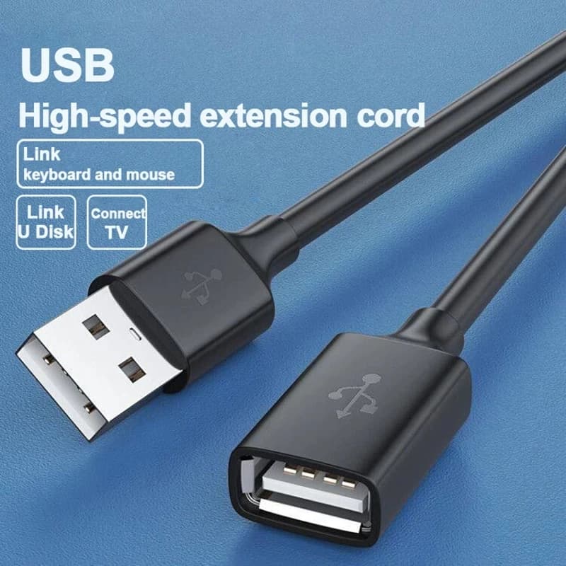 كابل تمديد USB 2.0، كابل بيانات من ذكر إلى أنثى، مناسب للكمبيوتر والتلفزيون والأقراص الصلبة المحمولة