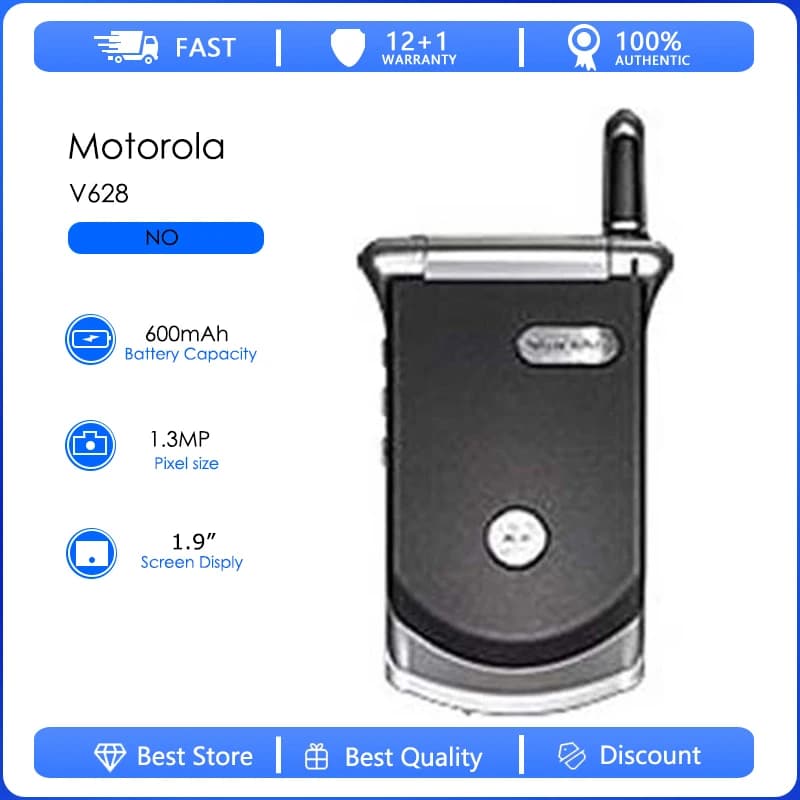 Motorola V628 Refurbished-Original V628  Detachable Battery 500 mAh Cell Phone Wholesale Free shipping
