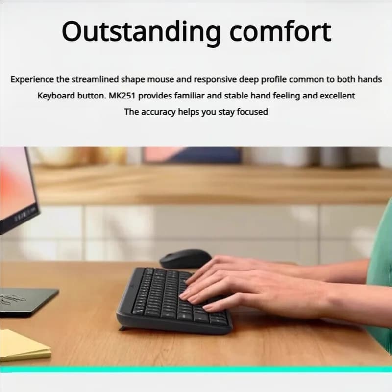 Logitech MK120 Wired Keyboard Mouse Combo Full Size USB Plug & Play Black Desktop Set for Home Office - 5