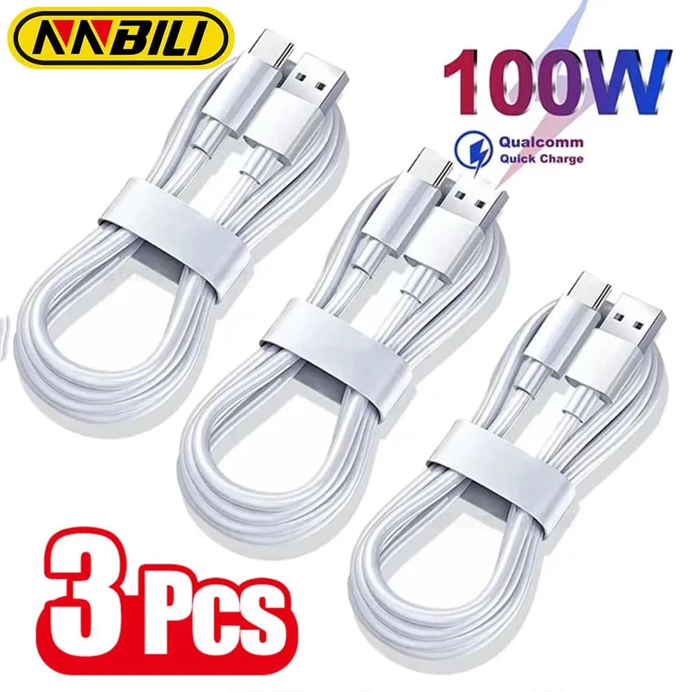 NNBILI 1-3 قطعة 10A 100 واط نوع C كابل شحن سريع للغاية سلك بيانات لهواوي، أوبو، فيفو، غير متوافق مع آيفون، شاومي، سامسونج