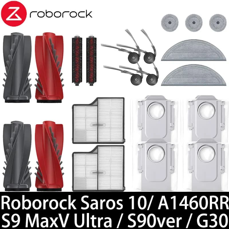 Roborock Saros 10/ A1460RR/ S9 MaxV Ultra / S90ver / G30 Vacuum Parts Main Roller Side Brush HEPA Filter Mop Cloth Dust Bag