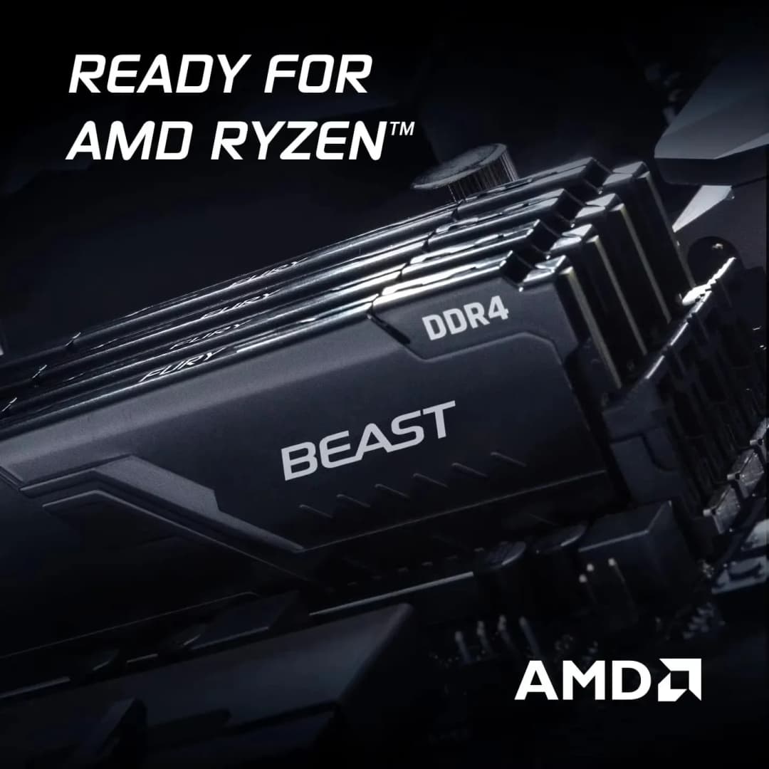 ذاكرة رام Kingston Fury Beast DDR4 بسعة 8 جيجابايت و16 جيجابايت و32 جيجابايت بسرعة 3600 و3200 ميجاهرتز و288 دبوس XMP2.0 مع مبرد للوحة الأم AMD أو INTEL - 4