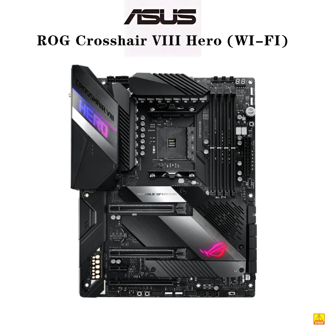 لوحة أم ASUS ROG Crosshair VIII Hero (WI-FI) بمقبس AM4، معالج DDR4 بسرعة 4800 ميجاهرتز (O.C.)، شريحة X570، لوحة رئيسية ATX