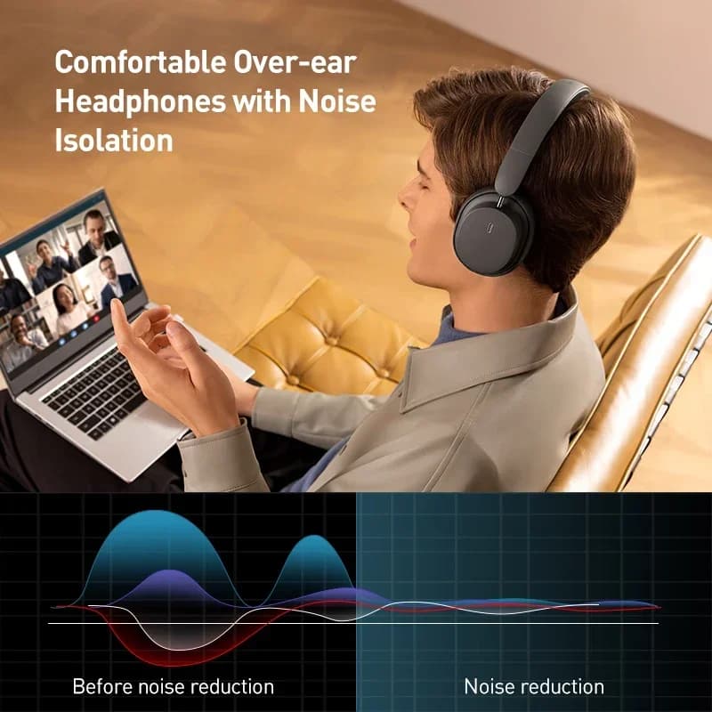 Baseus Bowie D05 Wireless Headphone Bluetooth 5.3 Earphone HIFI Level Headset 40mm Driver Foldable Over Ear Headphone 70H Time - 2