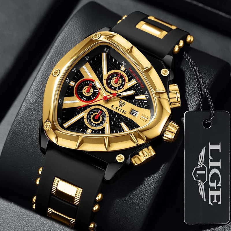 LIGE New Waterproof Watch for Men Military Sport Mens Watches Top Brand Luxury Fashion Silicone Quartz Chronograph Wristwatch - 6