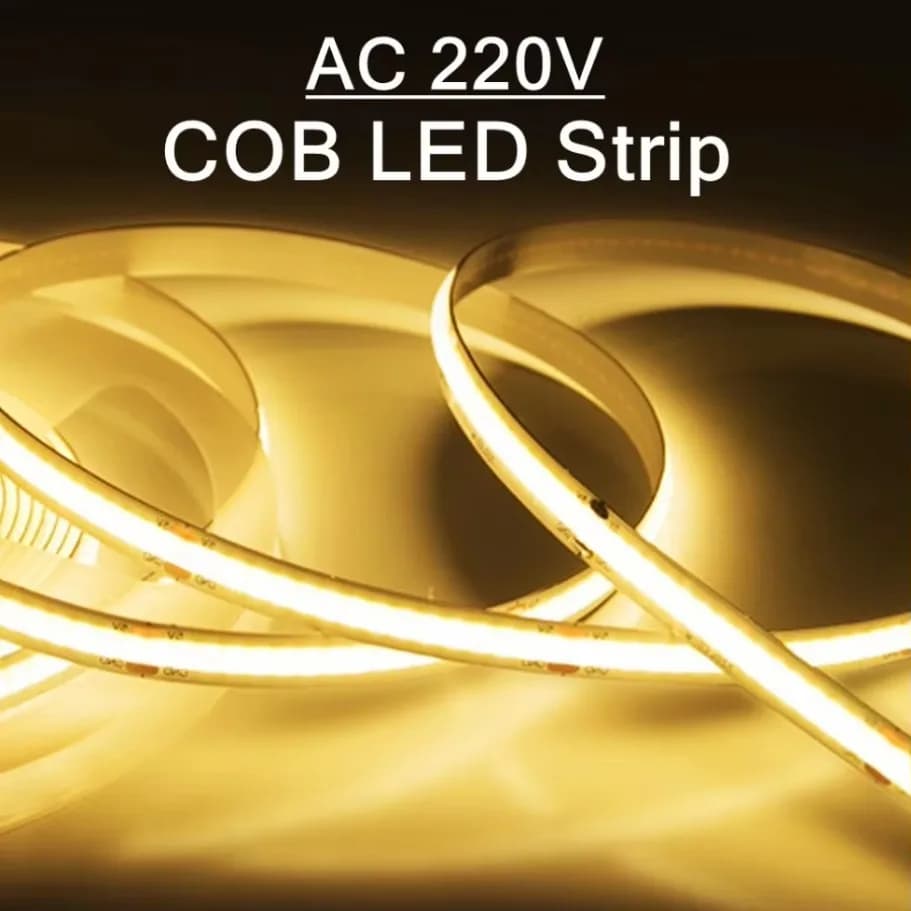أضواء شريطية مرنة 1-5 متر، 220V، أضواء LED COB مع IC ذكي، لا تحتاج إلى محول، إضاءة خطية عالية السطوع 240 LED، إضاءة بيضاء دافئة RA95