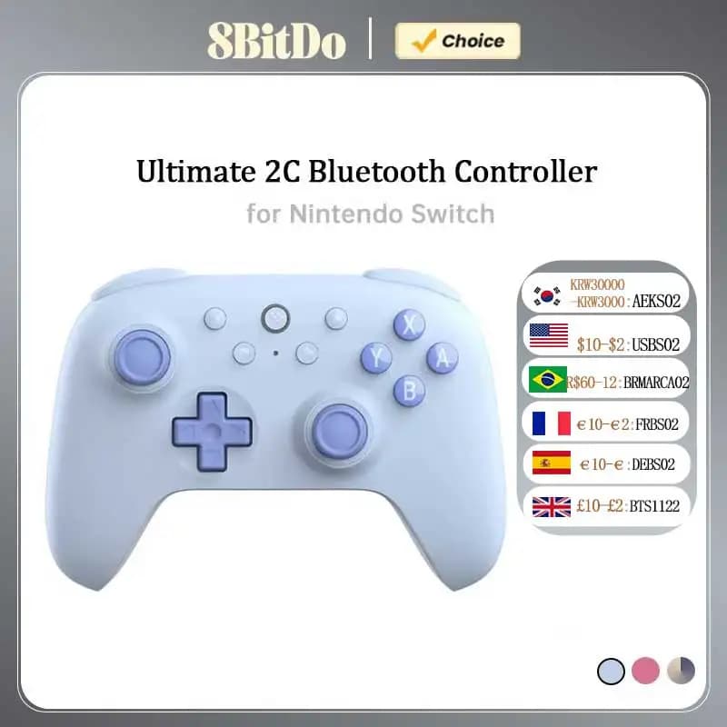 8BitDo Ultimate 2C وحدة تحكم بلوتوث لنينتندو سويتش 2 ذراع تحكم لاسلكي مع عصا تحكم بتأثير هول لجهاز NS OLED