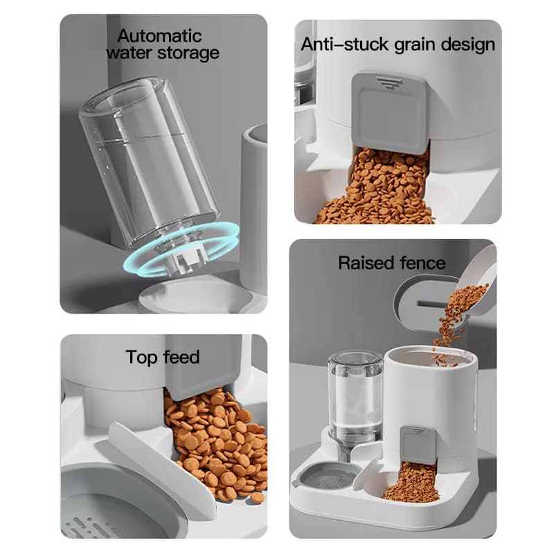 1-Pack Automatic Gravity-Fed Cat Water Dispenser & Feeder - Spill-Proof Large Capacity One-Piece Design, - 3