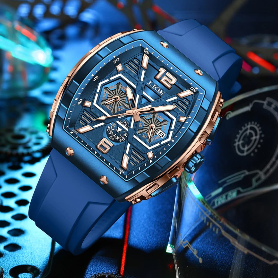 LIGE New Strong Luminous Watch For Men Fashion Military Square Watch Men Sport Chronograph Waterproof Watches Reloj Hombre+BOX - 2