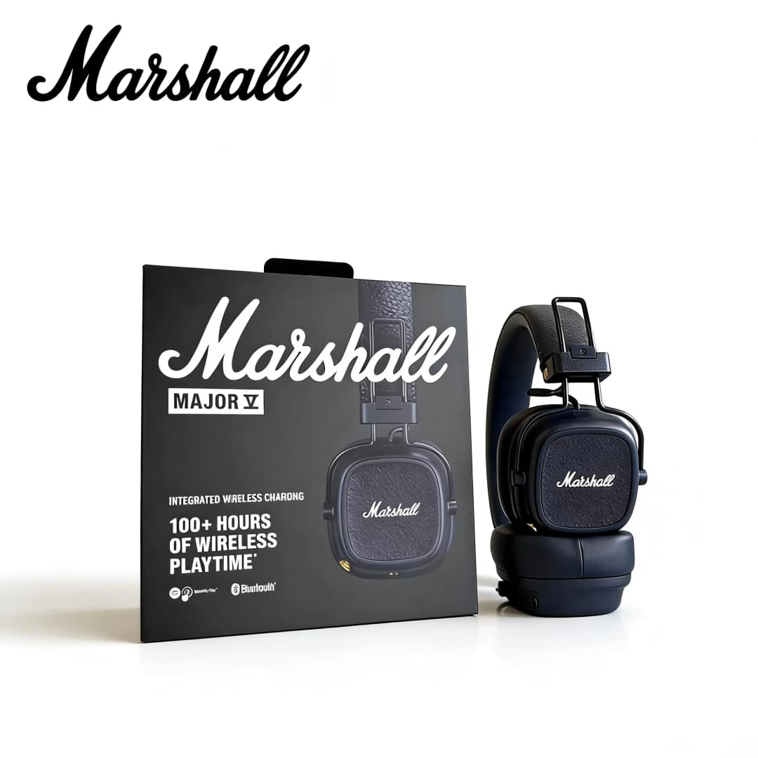 Marshall Major V 5 Bluetooth Wireless On-Ear Headphones 3D Surround Sound Deep Bass Sport Gaming Video Headset with Microphone
