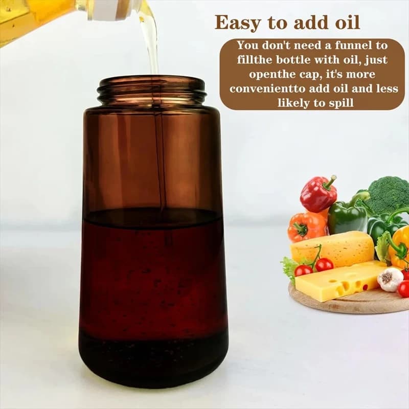 2-in-1 16oz 470ml Brown Glass Oil Sprayer Leakproof Eco-Friendly Olive Oil Dispenser Perfect for Cooking BBQ Grill Air Fryer - 4