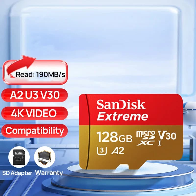 SanDisk Extreme Micro SD Card Memory Card 128GB 64GB 256GB 512GB 1T SDXC V30 A2 U3 4K TF for Camera Steam Deck Switch Rog Ally