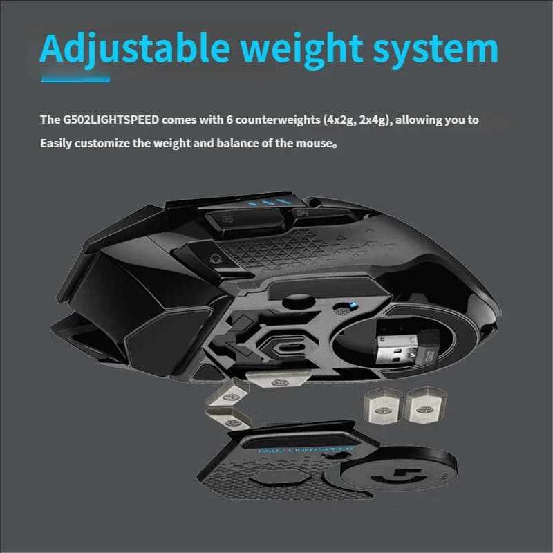 ماوس الألعاب اللاسلكي Logitech G502 LIGHTSPEED ثنائي الوضع مع عجلة سرعة وشحن ميكانيكي للابتوب - الجيل الجديد HERO 25K - 4