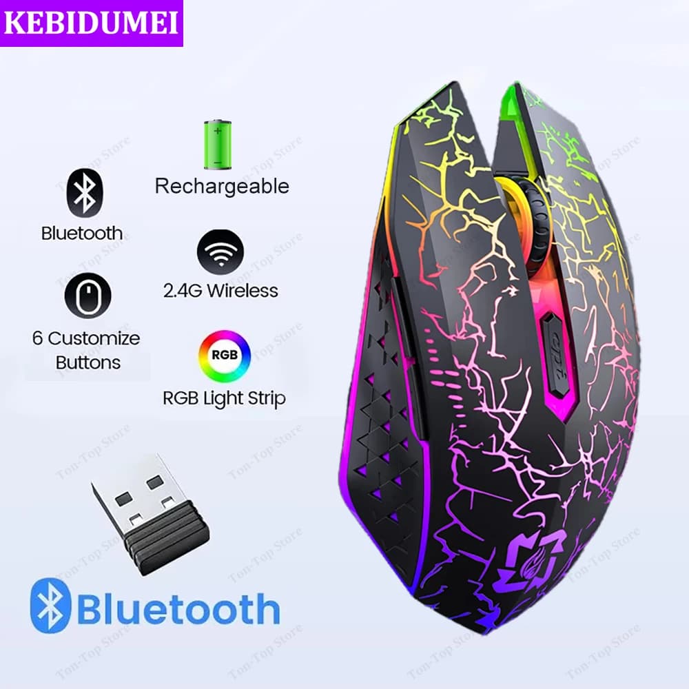 ماوس لاسلكي بلوتوث 5.2 ماوس ألعاب RGB ماوس صامت ماوس قابل لإعادة الشحن 800-1200-1600 DPI ماوس للكمبيوتر المحمول ماك بوك