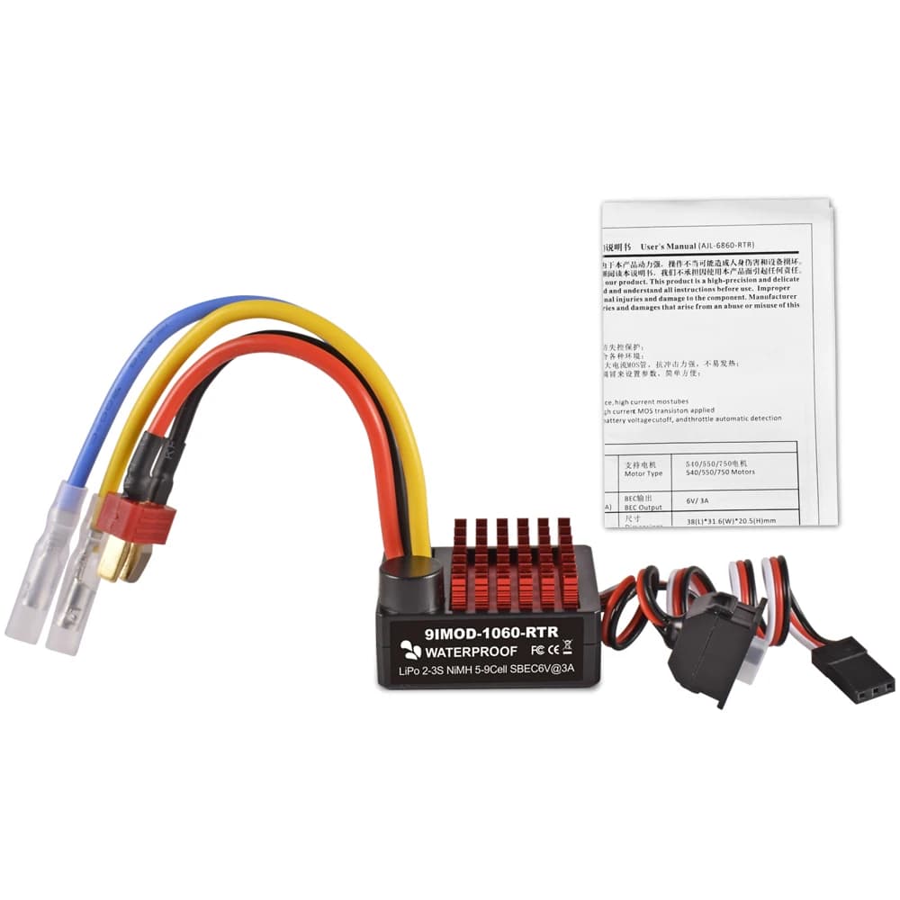 منظم سرعة إلكتروني ESC 60A مقاوم للماء، RTR 1060، 6V/3A BEC، 2-3S، لسيارات وزواحف وقوارب RC 1/10 و1/12، متوافق مع محوري SCX10 TRX4 TRX6 D90 540 550 750 - 6