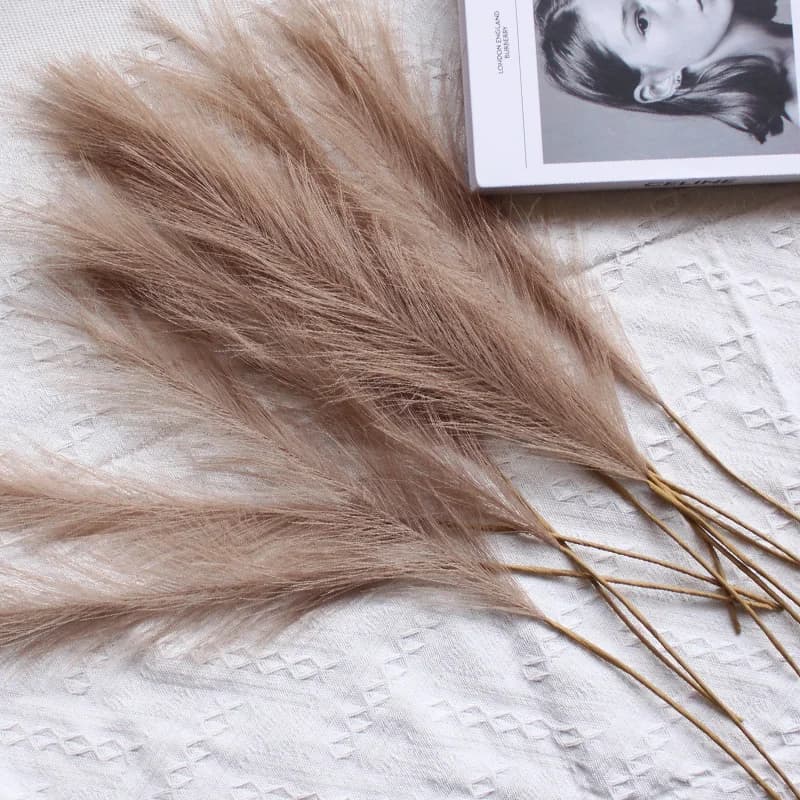 55CM 10PCS Fluffy Pampas Grass Boho Decor Flower Fake Plant Reed Simulated Wedding Party Home Decoration Artificial Flowers - 3
