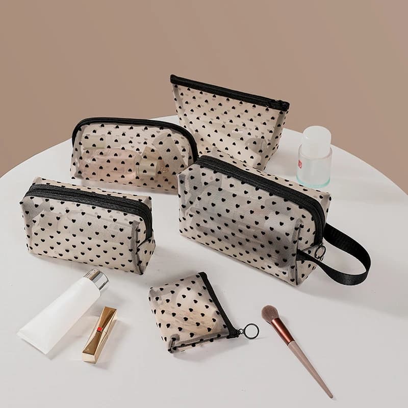 Makeup Bag Outdoor Personalized Transparent Nylon Mesh Cosmetic Bags Pouch Travel Organizer Zipper Beach Makeup Women's Purse - 3