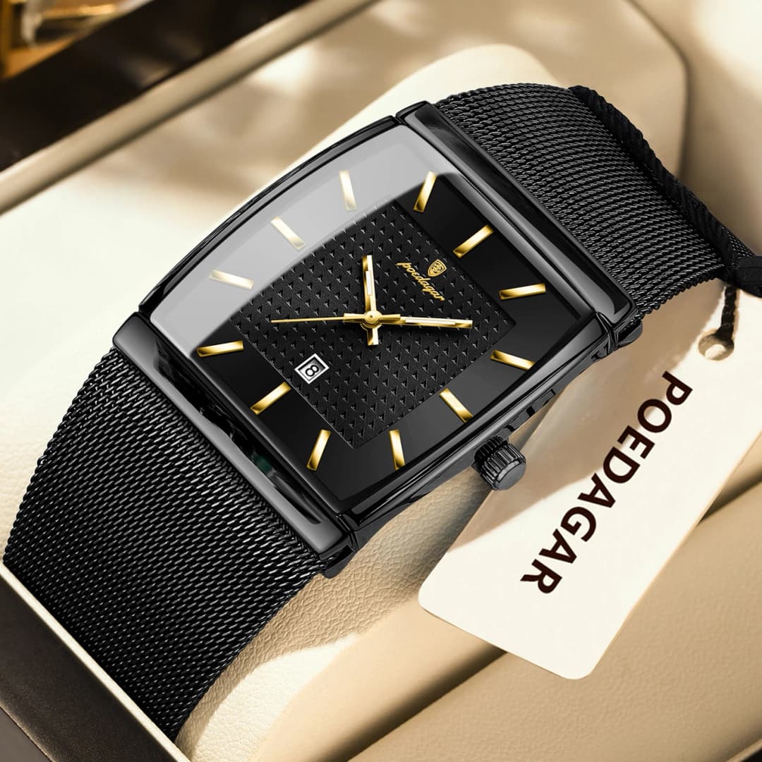 POEDAGAR Top Luxury Men Wristwatch Waterproof Luminous Stainless Steel Mesh Date Man Watch Fashion Business Quartz Men's Watches - 2