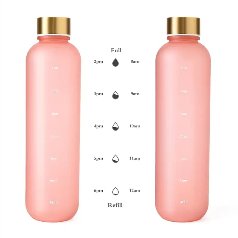 1000ML Bottle With Time Marker Motivational Reusable Fitness Sports Outdoors Travel Cycling Leakproof BPA Free Frosted Bottle - 6