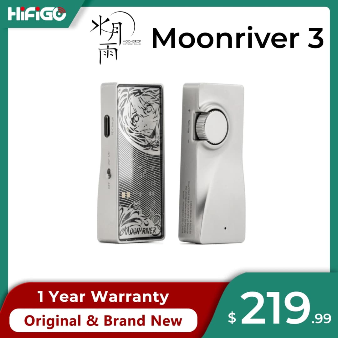 مضخم سماعات محمول Moondrop Moonriver 3 DAC/AMP ثنائي CS43198 32Bit/384kHz DSD256 شحن PD HiFi Type-C 3.5mm+4.4mm