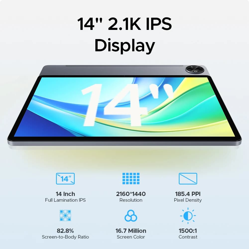 الإصدار العالمي جهاز لوحي DOOGEE Tab E3 Max بنظام أندرويد 15 مع ذكاء اصطناعي Gemini AI شاشة 14 بوصة 2.1K ذاكرة وصول عشوائي 8 جيجابايت سعة تخزين 256 جيجابايت بطارية كبيرة 13500 مللي أمبير - 6
