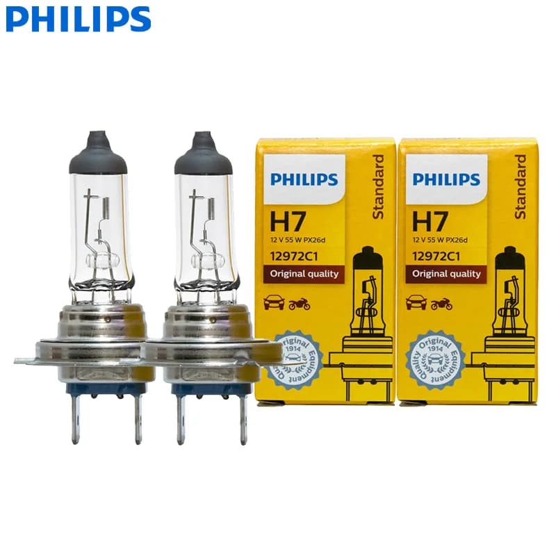 فيليبس 2 قطعة فيجن H7 12V 55W PX26d كشاف هالوجين أصلي للسيارة 3200K قياسي استبدال مصباح أصلي 12972، زوج