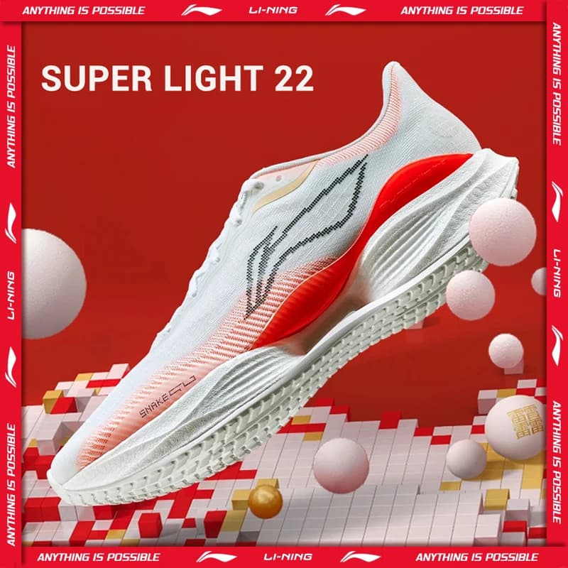 أحذية الجري الخفيفة SUPER LIGHT 22 للرجال من لي نينغ، بتقنية TEMPO BOUNSE وBOOM FIBER، أحذية سنيكرز قابلة للارتداء مقاومة للانزلاق ARBV001