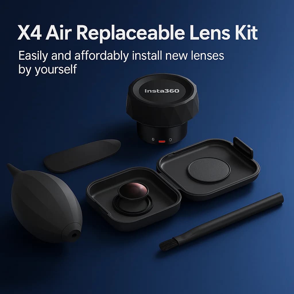 مجموعة استبدال عدسة بصرية Insta360 X4 Air مجموعة عدسات رسمية تركيب ذاتي سريع إصلاح تلف عرضي استمر في التصوير