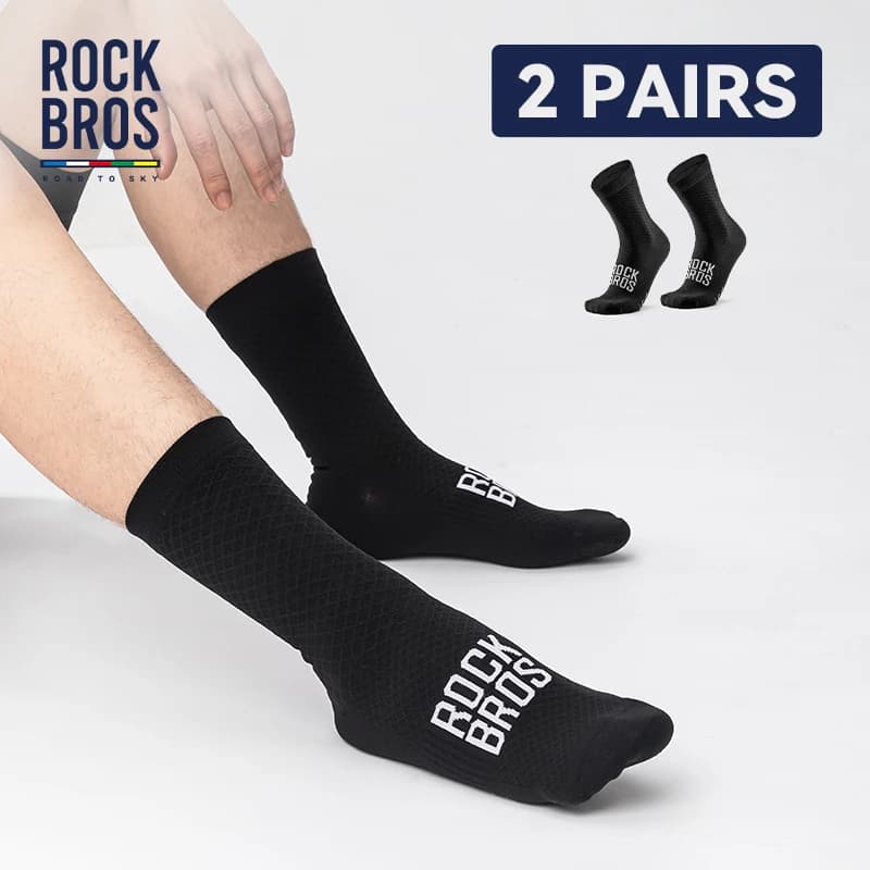 جوارب دراجات من ROCKBROS، قابلة للتنفس، جوارب رياضية احترافية، مريحة، مرنة للغاية، جوارب دراجات خارجية ماصة للصدمات، زوجان