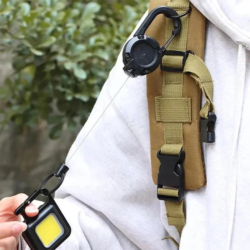 Outdoor Carabiner Hook Backpack Buckle Automatic Retractable Wire Rope Luya Anti-theft Tactical Keychain Telescopic Belt Keyring - 6