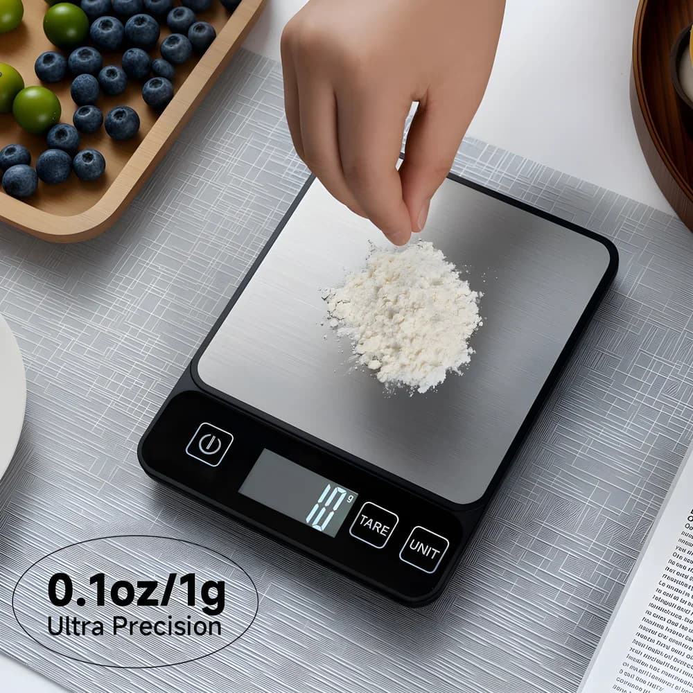 ميزان مطبخ 10 كجم، شاشة LCD رقمية، ميزان طاولة إلكتروني، موازين وزن جرام للخبز، ميزان طعام صحي شخصي - 2
