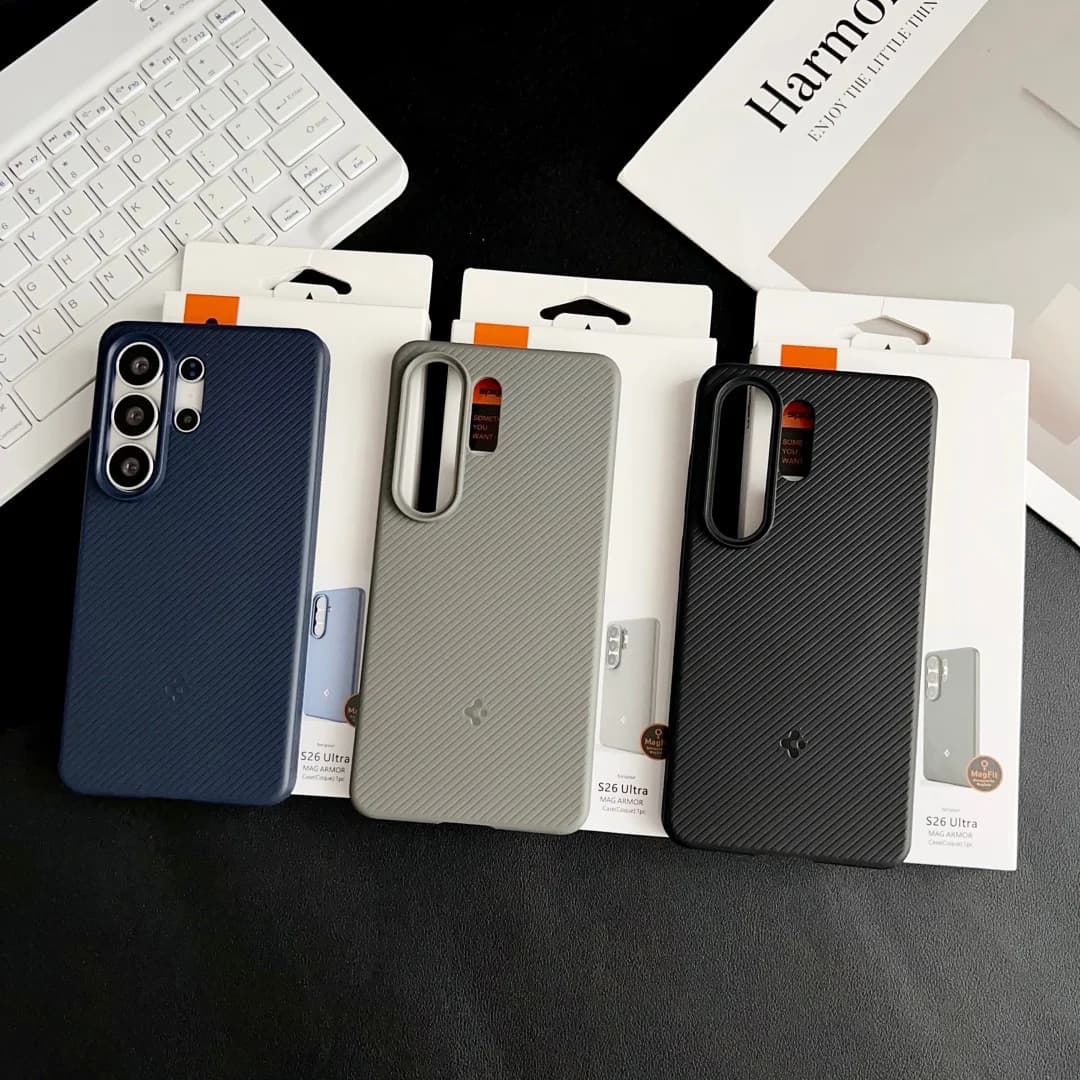 غطاء هاتف Spigen من مادة TPU غير لامع مع تقنية Magfit مغناطيسية لهواتف سامسونج S26 Ultra وS25 Plus وS26، متوافق مع الشحن اللاسلكي Magsafe، مقاوم للصدمات