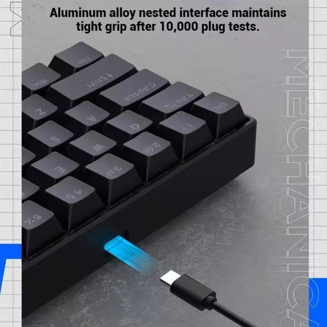 2026 New USB Gaming Mechanical Mini Keyboard Red Switch RGB Backlit 61 Keys Wired Feel for Game/Office - 5