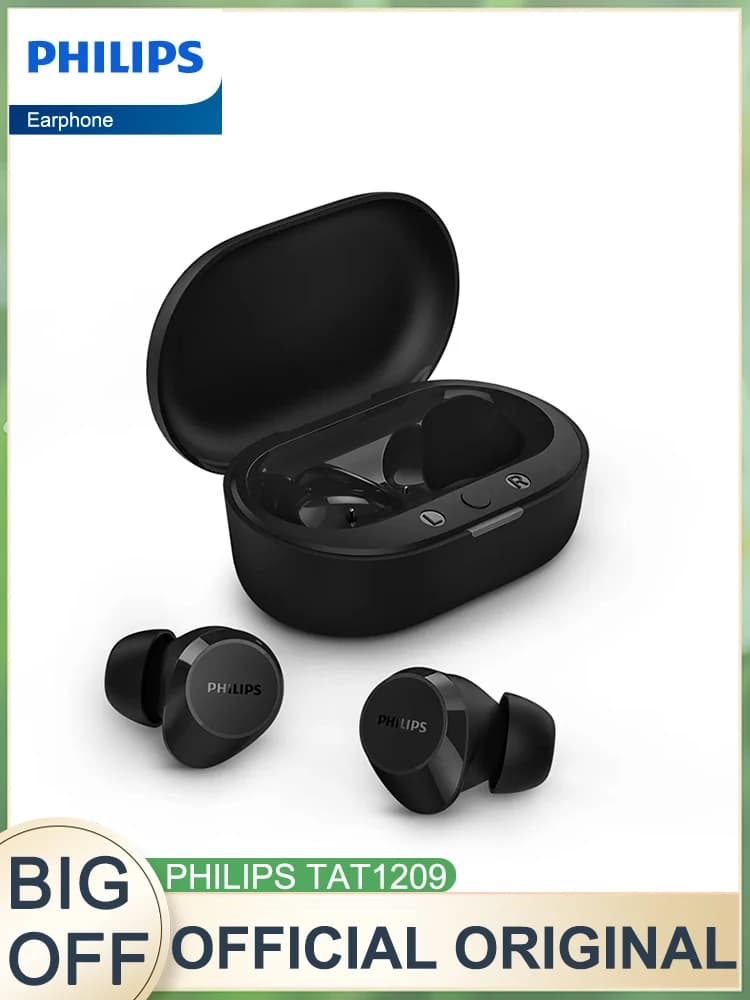 سماعات فيليبس TAT1209 الأصلية الرسمية بلوتوث حقيقي لاسلكي 5.3 سماعة أذن HiFi HD مكالمة عالية الدقة تحكم باللمس عمر طويل
