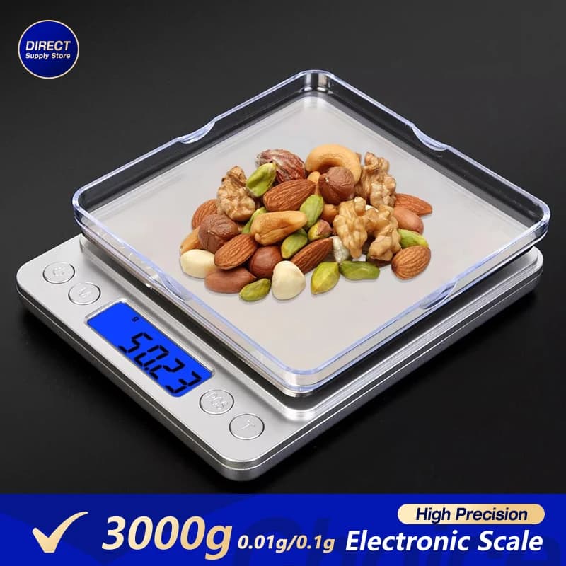 ميزان مطبخ رقمي عالي الدقة 0.01 جرام/0.1 جرام/1 جرام - ميزان إلكتروني محمول للأغذية واللياقة البدنية وقياس الوزن