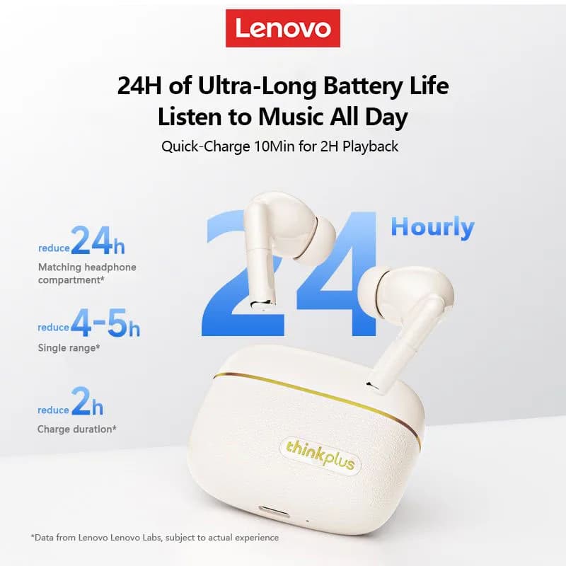 سماعات رأس لينوفو LP27 برو لاسلكية بلوتوث 5.4، صوت غامر Hi-Fi، سماعات TWS، إلغاء الضوضاء، عمر بطارية طويل - 5