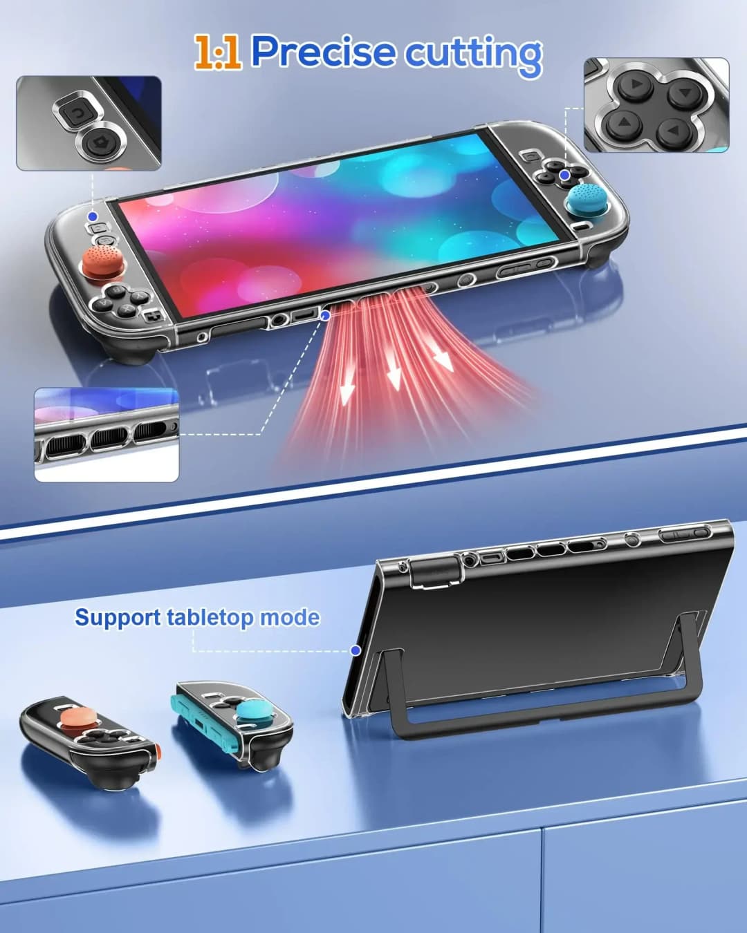 غطاء حماية ناعم من PC + TPU لجهاز Nintendo Switch 2، غطاء واقي مقسم لذراعي التحكم، إكسسوارات Switch 2 - 6