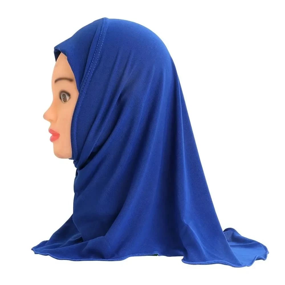 حجاب أطفال بلون موحد للفتيات المسلمات وشاح إسلامي ناعم مطاطي للأطفال من 2 إلى 7 سنوات توربان 50 سم - 5